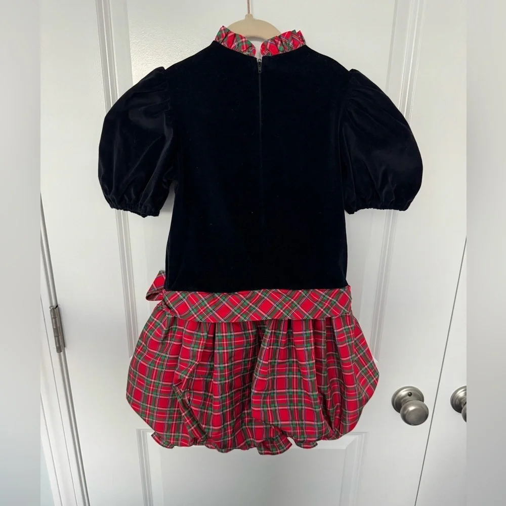 Ruth Of Carolina Velvet Christmas Plaid Bubble Dress Girls Size 7 - Picture 4 of 5